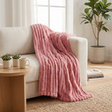 SOGA 230x200cm Pink Flannel Polyester Throw Blanket