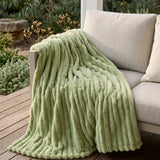 SOGA 150x200cm Light Green Flannel Polyester Throw Blanket
