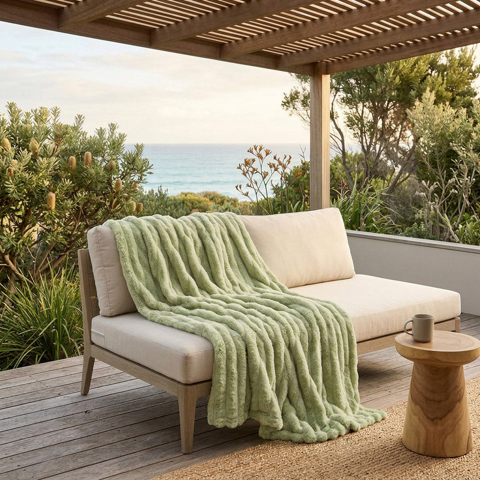 SOGA 230x200cm Light Green Flannel Polyester Throw Blanket