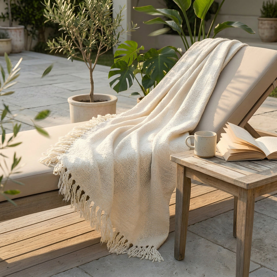 SOGA 2X Beige Polyester Throw Blanket Soft Cozy Sofa Bed