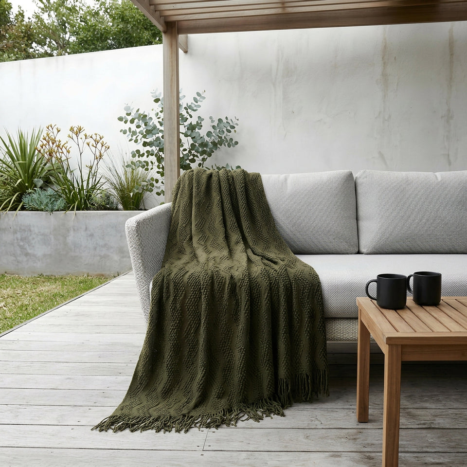 SOGA 2X Army Green Polyester Throw Blanket Soft Cozy Sofa Bed