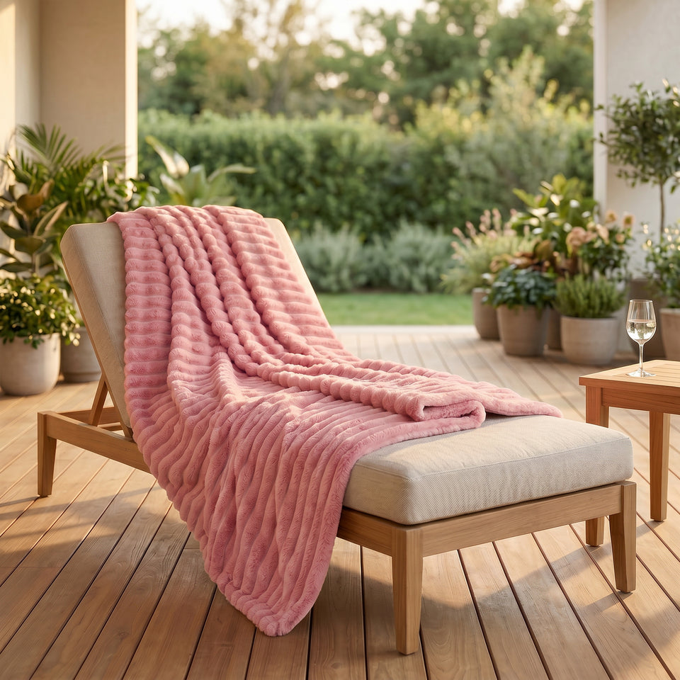 SOGA 150x200cm Pink Flannel Polyester Throw Blanket