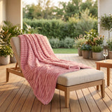 SOGA 150x200cm Pink Flannel Polyester Throw Blanket