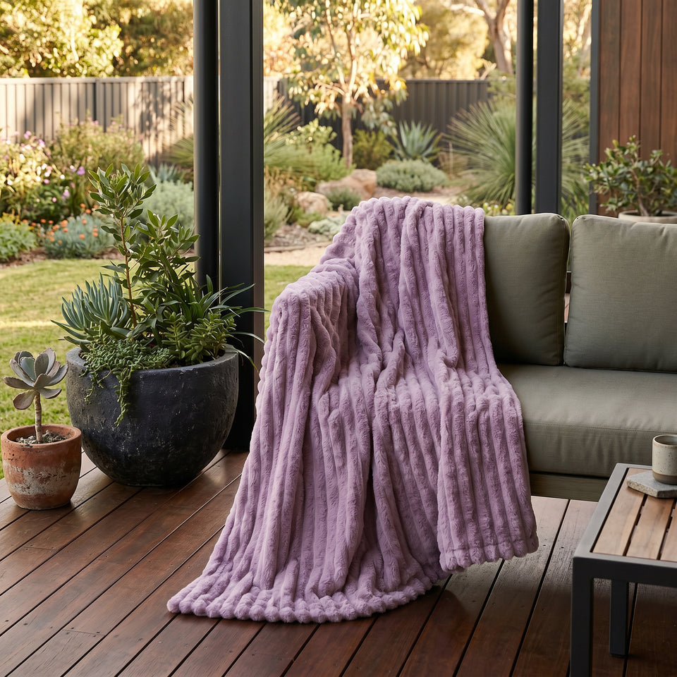 SOGA 150x200cm Purple Flannel Polyester Throw Blanket