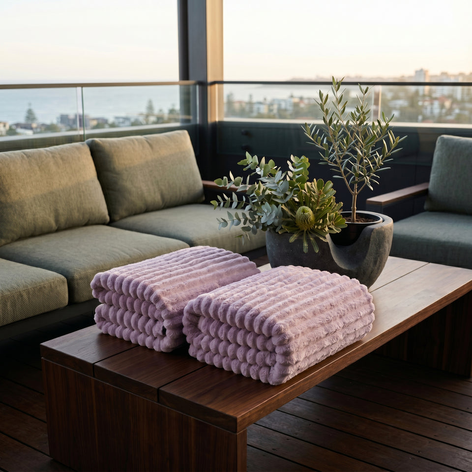 SOGA 2X 150x200cm Purple Flannel Polyester Throw Blanket
