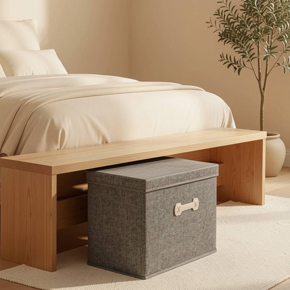 SOGA (50x40x30cm) Grey 60L Fabric Storage Box Organizer