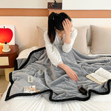 SOGA 2X 230x200cm Silver Flannel Polyester Throw Blanket