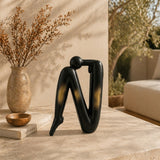 SOGA Black Gold Ceramic Ornament Modern Home Decor Set (13x6x20cm & 10x5x28cm)