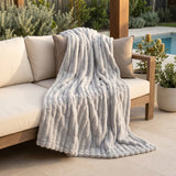 SOGA 230x200cm Silver Flannel Polyester Throw Blanket