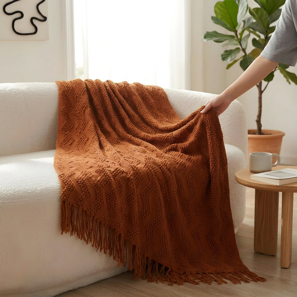 SOGA Brown Polyester Throw Blanket Soft Cozy Sofa Bed