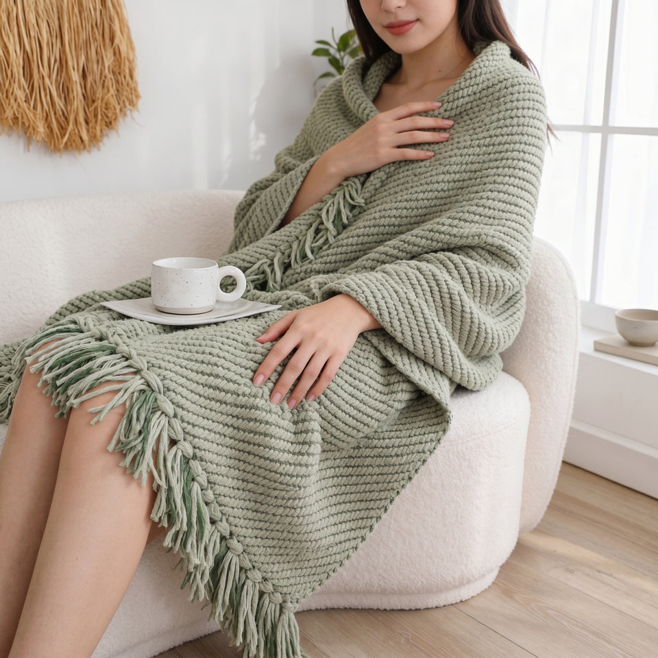 SOGA 2X Sage Green Polyester Throw Blanket 45x35x12cm Soft Cozy Sofa Bed