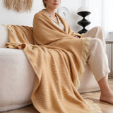 SOGA Mustard Yellow Polyester Throw Blanket Soft Cozy Sofa Bed