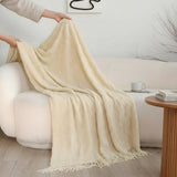 SOGA 2X Cream Polyester Throw Blanket Soft Cozy Sofa Bed