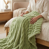 SOGA 230x200cm Light Green Flannel Polyester Throw Blanket