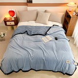 SOGA 230x200cm Blue Flannel Polyester Throw Blanket