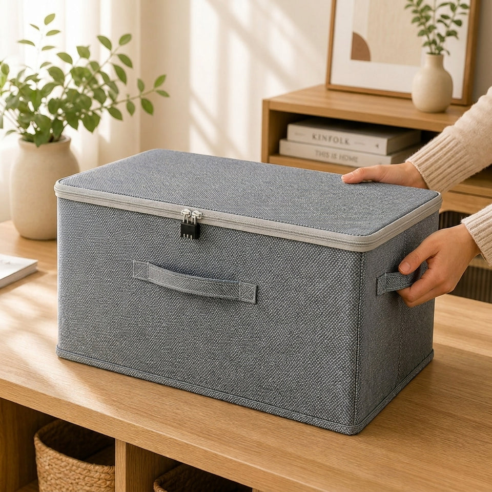 SOGA (49x37x30cm) Grey Fabric Storage Box Home Organizer