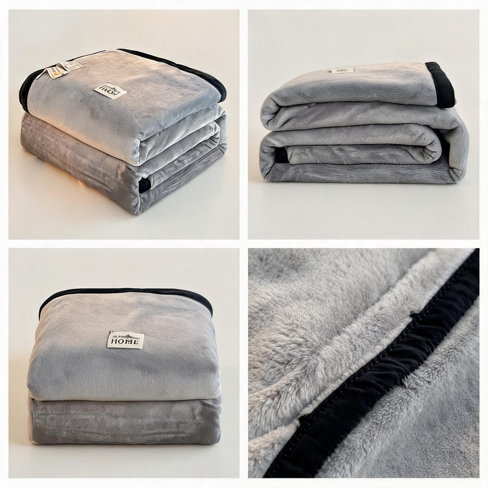 SOGA 2X 230x200cm Silver Flannel Polyester Throw Blanket