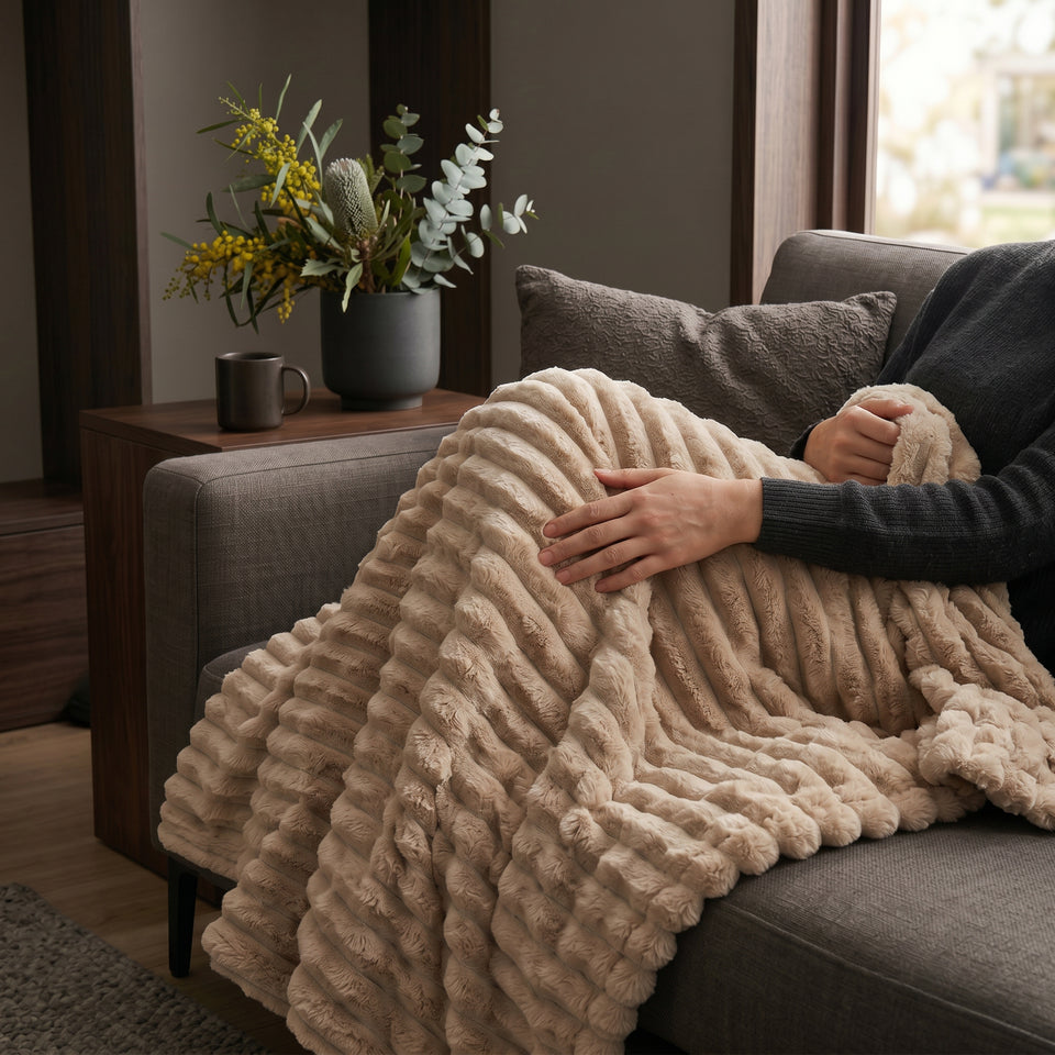 SOGA 2X 150x200cm Light Coffee Flannel Polyester Throw Blanket