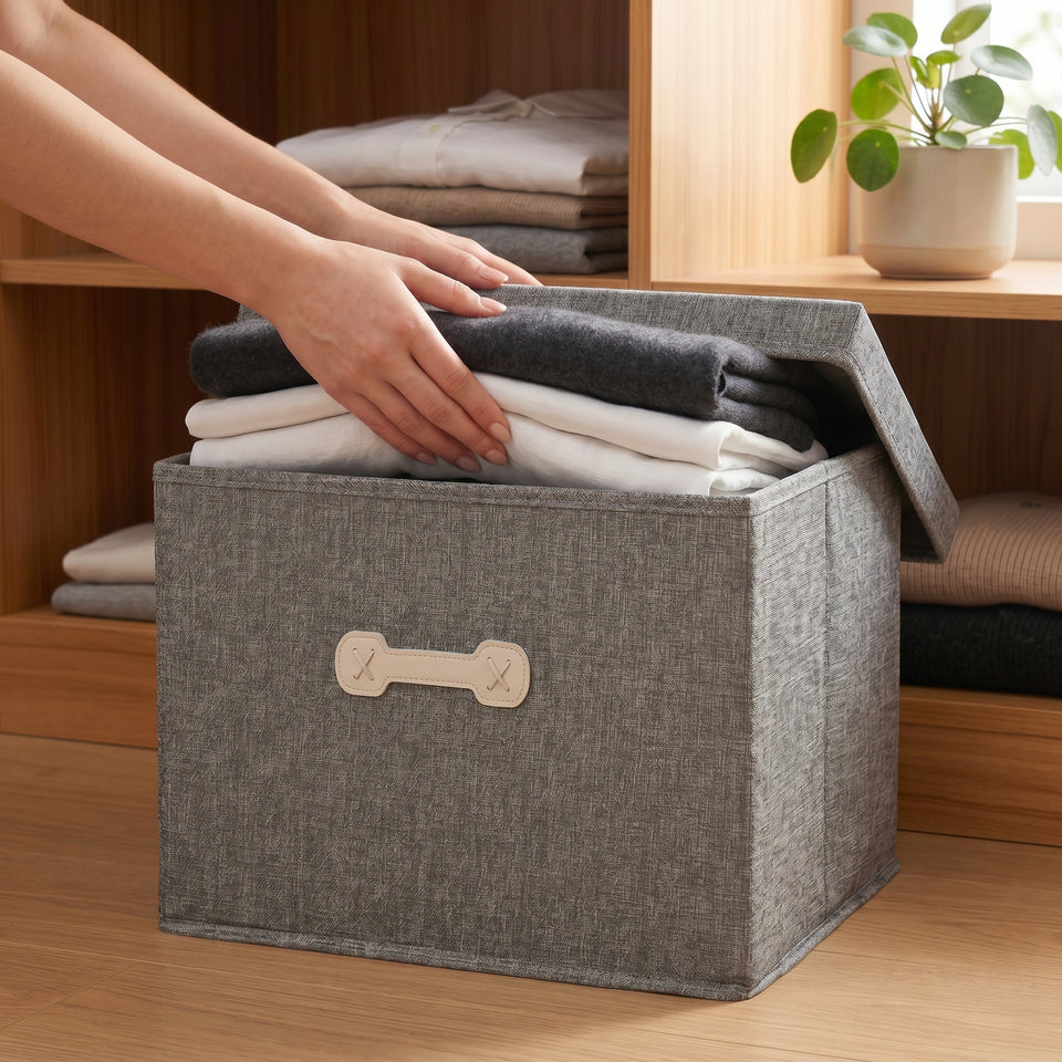 SOGA (60x42x40cm) Grey 108L Fabric Storage Box Organizer