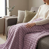SOGA 2X 150x200cm Purple Flannel Polyester Throw Blanket