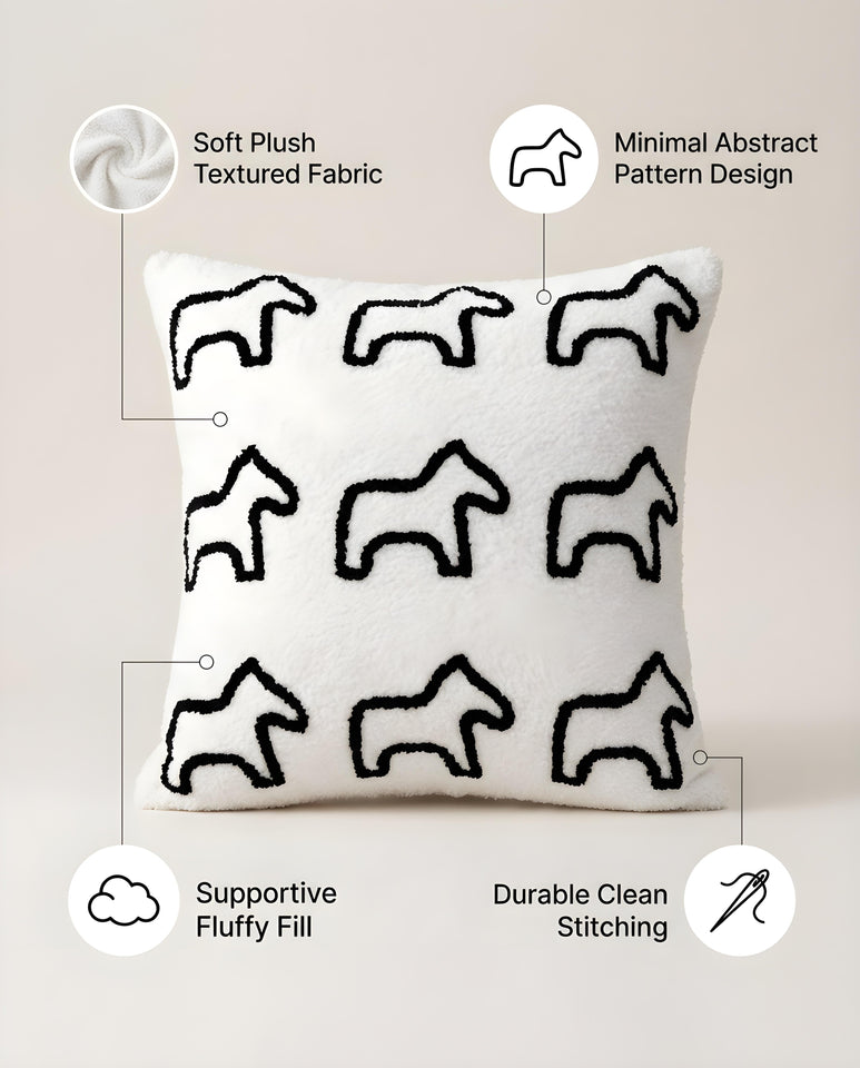 SOGA 2-Pack 45cm White Teddy Fleece Pony Design Throw Pillows