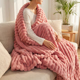 SOGA 2X 150x200cm Pink Flannel Polyester Throw Blanket
