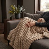 SOGA 2X 230x200cm Light Coffee Flannel Polyester Throw Blanket