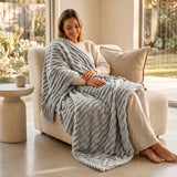 SOGA 150x200cm Silver Flannel Polyester Throw Blanket