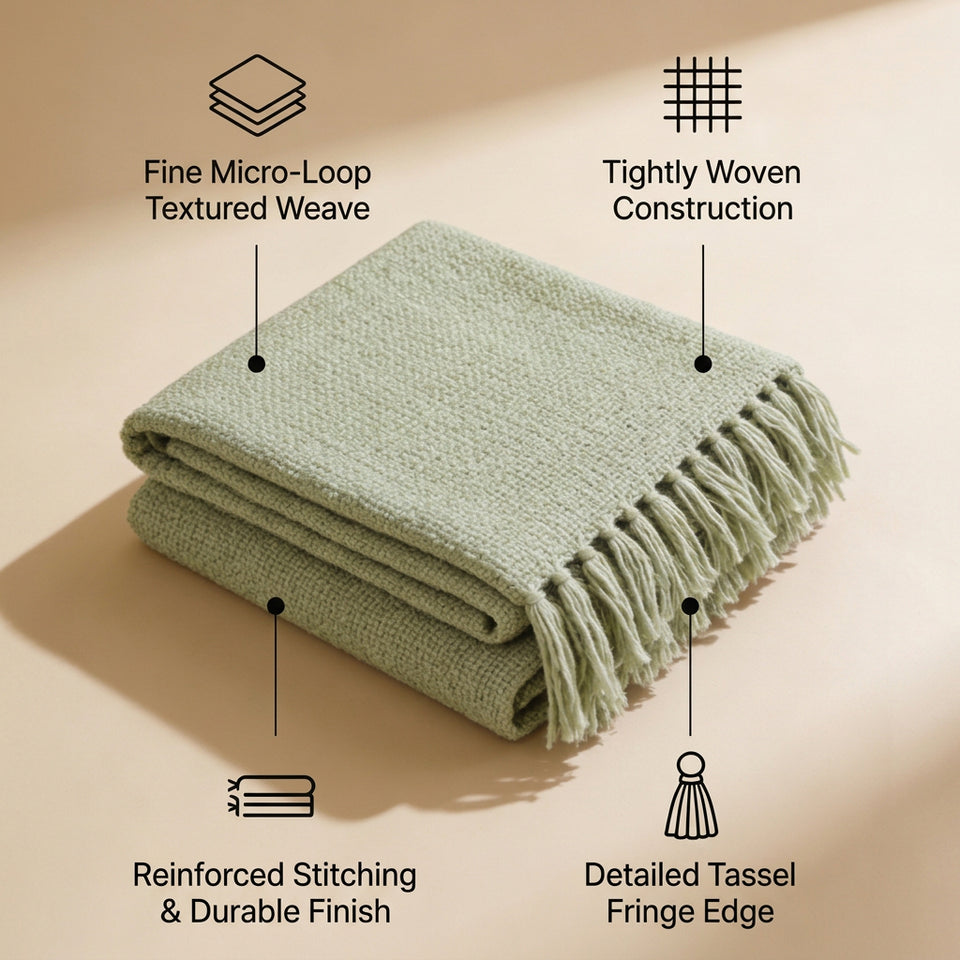 SOGA Matcha Green Polyester Throw Blanket Soft Cozy Sofa Bed
