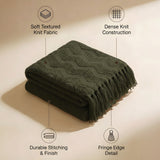 SOGA 2X Army Green Polyester Throw Blanket Soft Cozy Sofa Bed