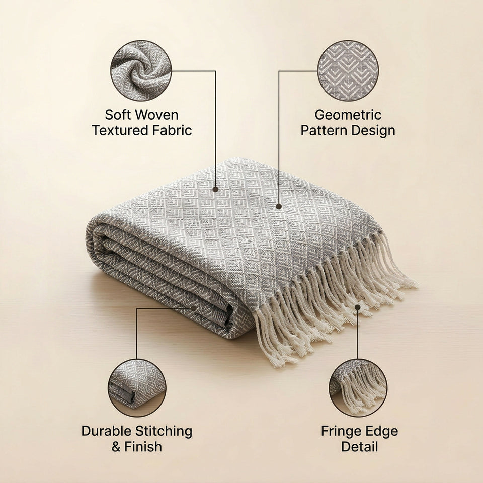 SOGA 2X Grey Throw Blanket 127x170cm Soft Polyester Cozy Sofa Bed