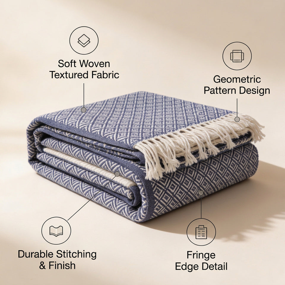 SOGA 2X Deep Navy Throw Blanket 127x170cm Soft Polyester Cozy Sofa