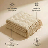 SOGA 2X Cream Polyester Throw Blanket Soft Cozy Sofa Bed