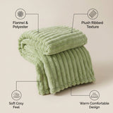 SOGA 150x200cm Light Green Flannel Polyester Throw Blanket