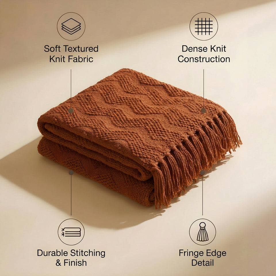 SOGA 2X Brown Polyester Throw Blanket Soft Cozy Sofa Bed