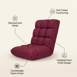 SOGA 2X Burgundy Flannel Lounge Chair Cushion Soft Comfortable Seat Pad