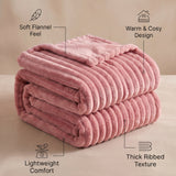 SOGA 230x200cm Pink Flannel Polyester Throw Blanket