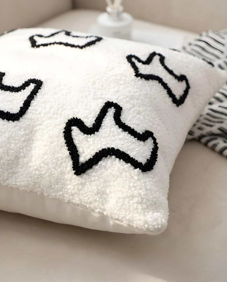 SOGA 45cm Throw Pillow White Teddy Fleece Square Pony Design Decorative Cushion for Living Room