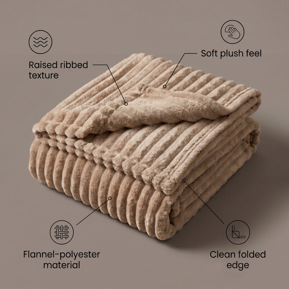 SOGA 2X 230x200cm Light Coffee Flannel Polyester Throw Blanket
