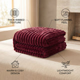 SOGA 2X 150x200cm Burgundy Flannel Polyester Throw Blanket