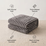 SOGA 230x200cm Grey Flannel Polyester Throw Blanket