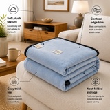 SOGA 230x200cm Blue Flannel Polyester Throw Blanket