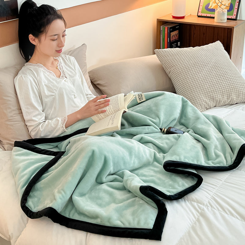 SOGA 2X 230x200cm Mint Green Flannel Polyester Throw Blanket