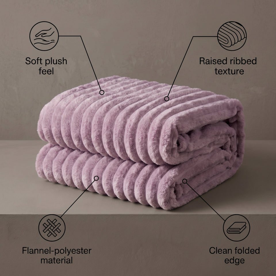 SOGA 150x200cm Purple Flannel Polyester Throw Blanket