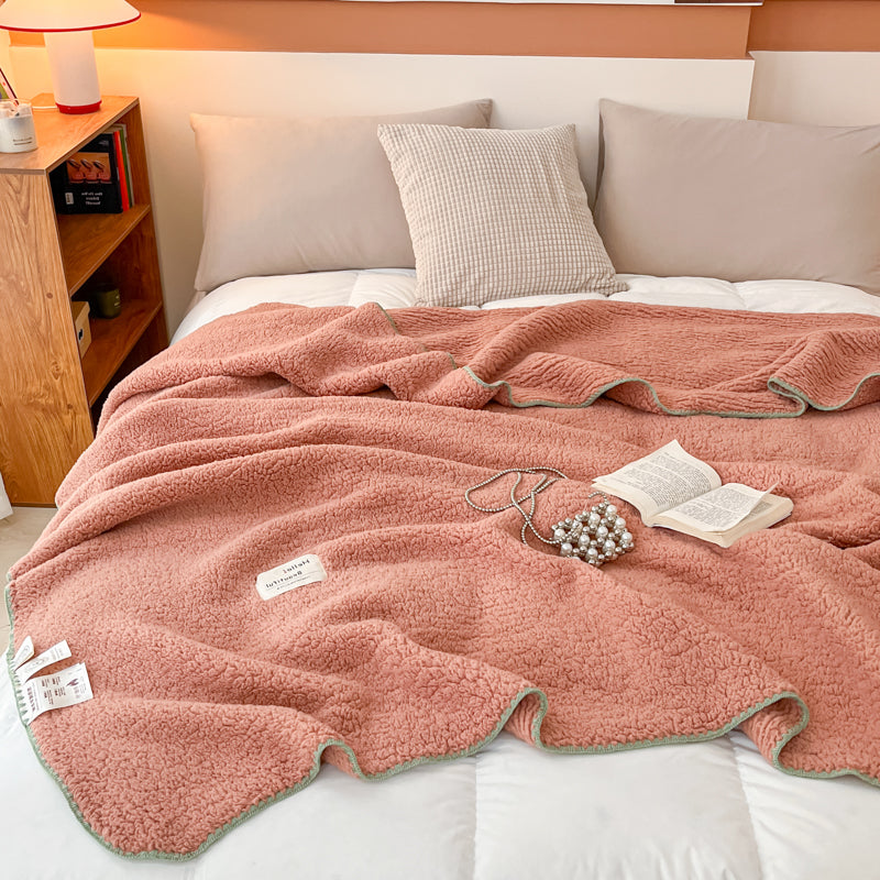 SOGA 230x200cm Pink Flannel Polyester Throw Blanket