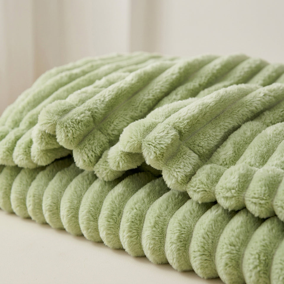 SOGA 2X 230x200cm Light Green Flannel Polyester Throw Blanket