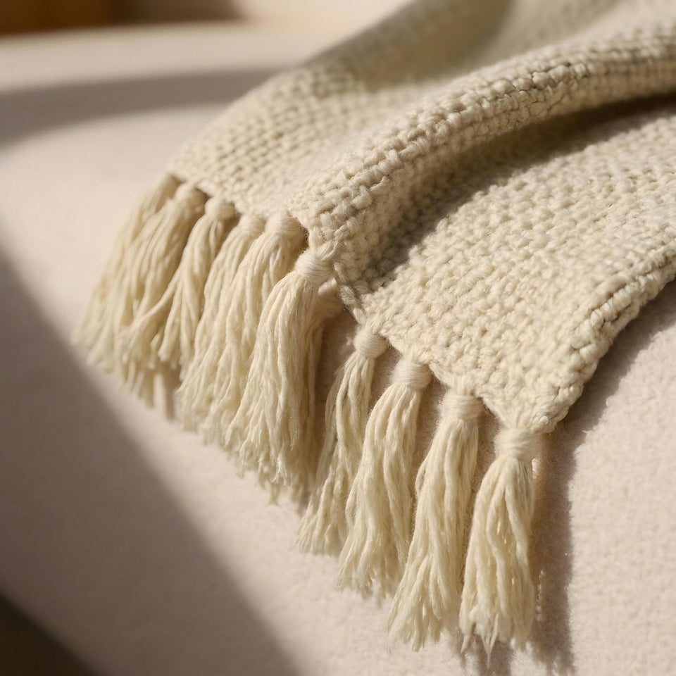 SOGA Beige Polyester Throw Blanket Soft Cozy Sofa Bed