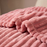 SOGA 150x200cm Pink Flannel Polyester Throw Blanket