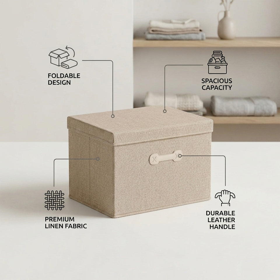 SOGA (60x42x35cm) Khaki 88L Fabric Storage Box Organizer