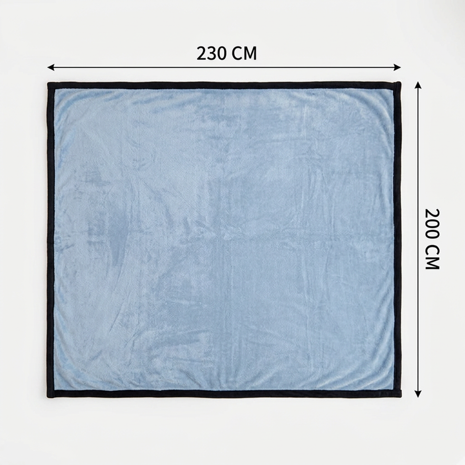 SOGA 2X 230x200cm Blue Flannel Polyester Throw Blanket
